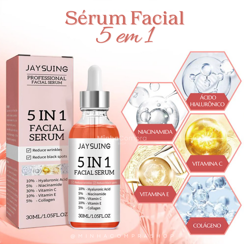 Sérum Facial 5 em 1 com Ácido Hialurônico e Vitamina C