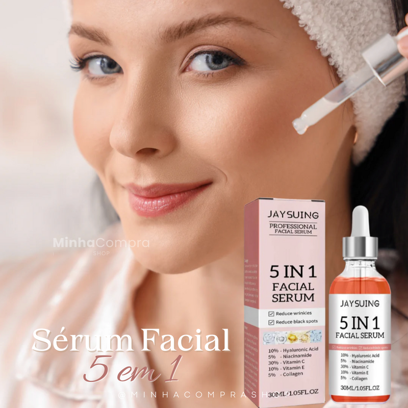 Sérum Facial 5 em 1 com Ácido Hialurônico e Vitamina C