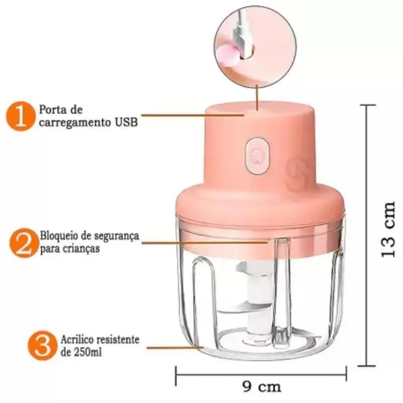 Mini Processador de Alimentos Elétrico - 250 ml